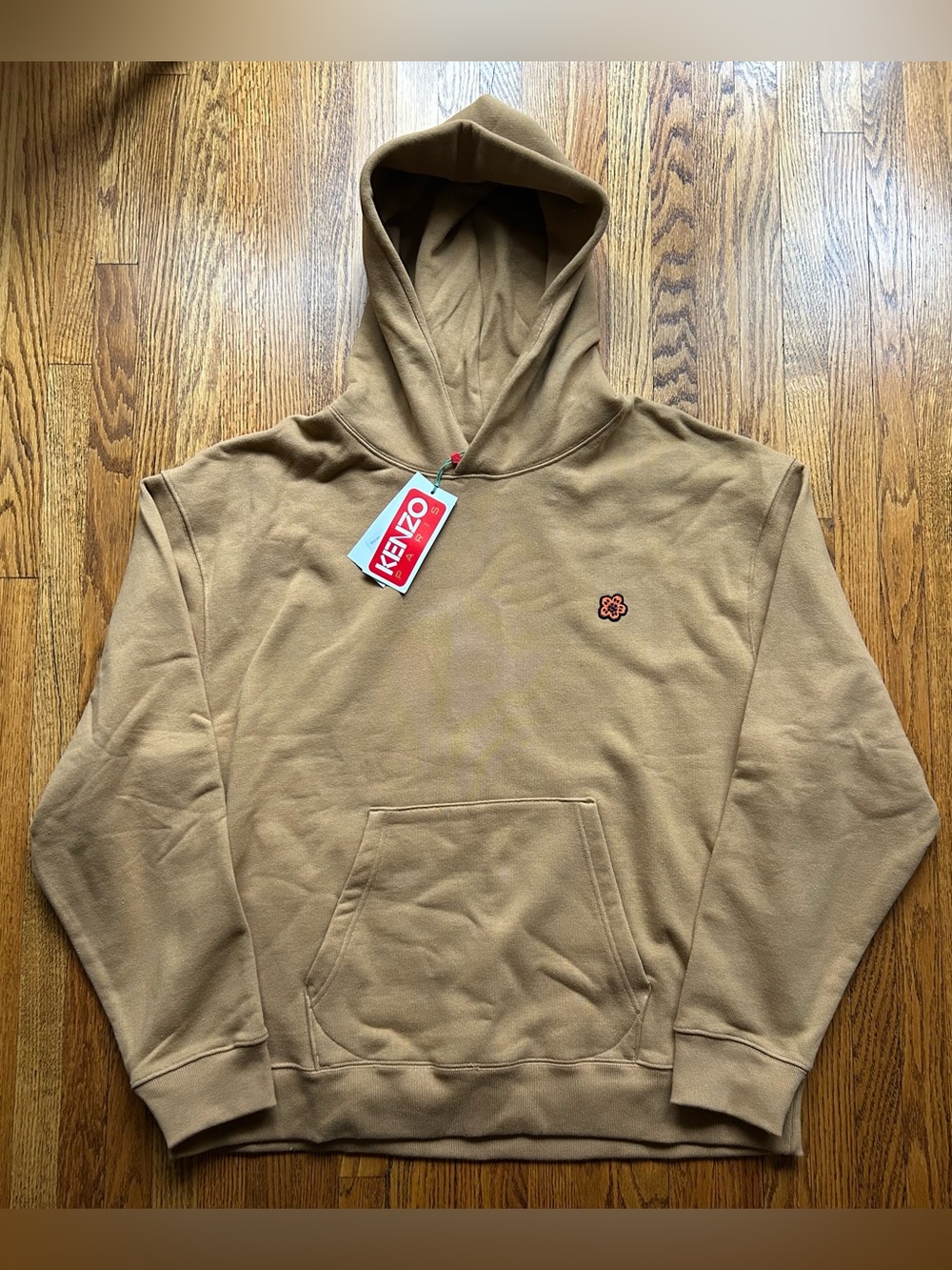 KENZO Men's Camel/Tan Hoodie with Embroidered Logo